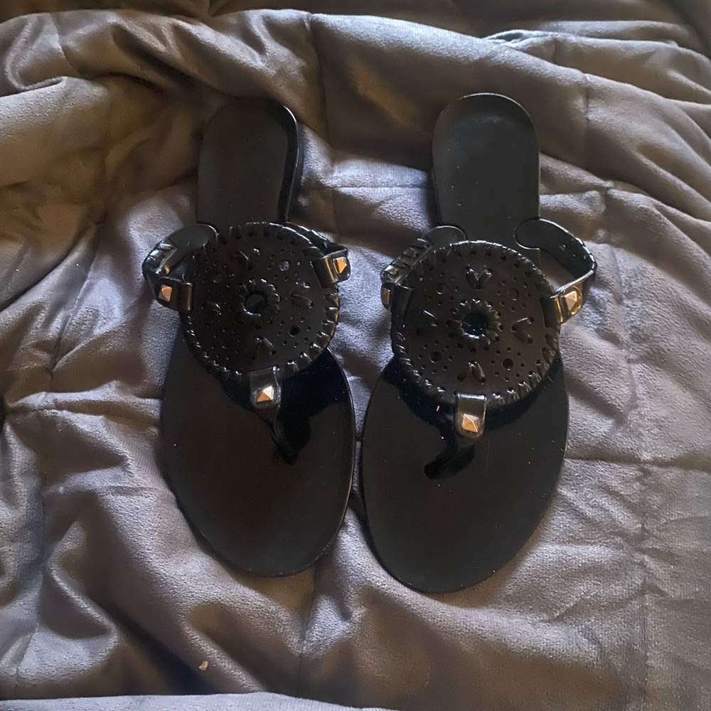 JACK ROGERS ‘Georgica’ Jelly Flip Flop Black New 8